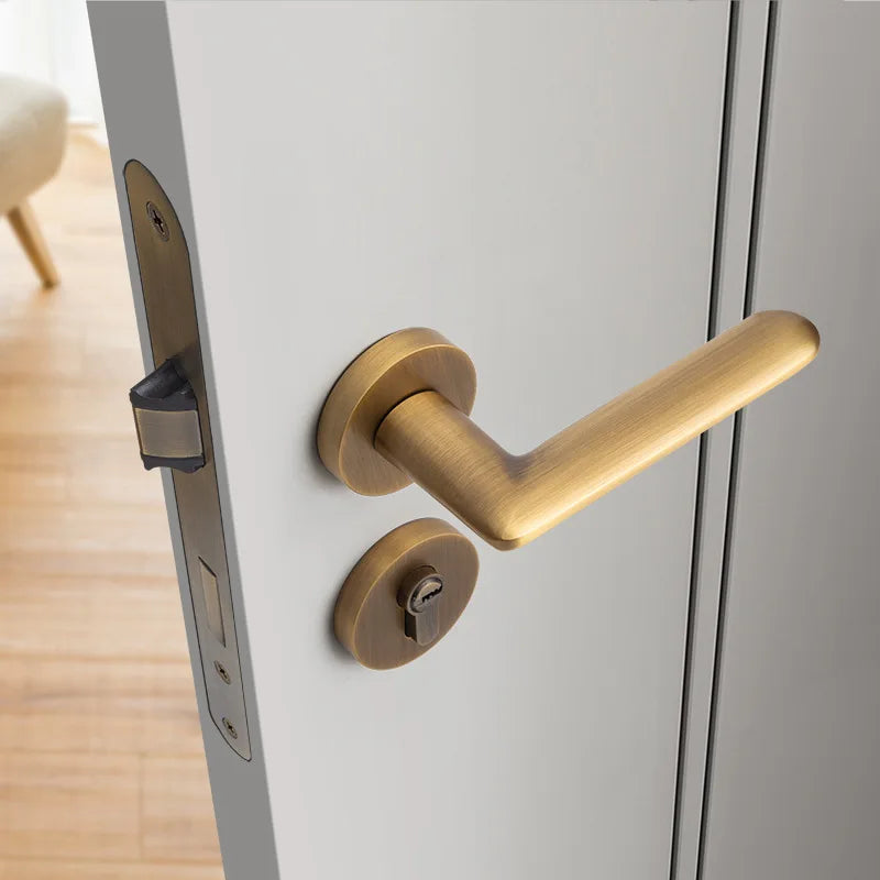 Universal Silent Door Handle, Brass Lock, Room Use