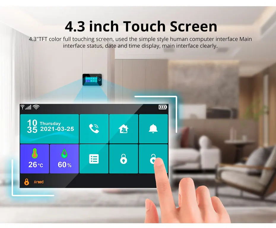 Home Security Alarm Kit with Touch Display, App Control & Alexa/Google Assistant
