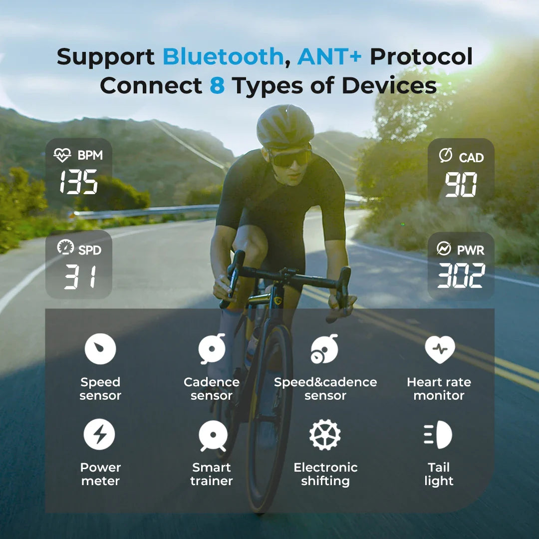 Wireless Bike Computer with GPS WiFi and ANT+ Support