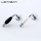 Silent Ceramic Handle Bathroom Door Lock Silver Finish