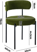 2-Piece Boucle Dining Chair Set with Padded Seat & Curved Backrest – Green