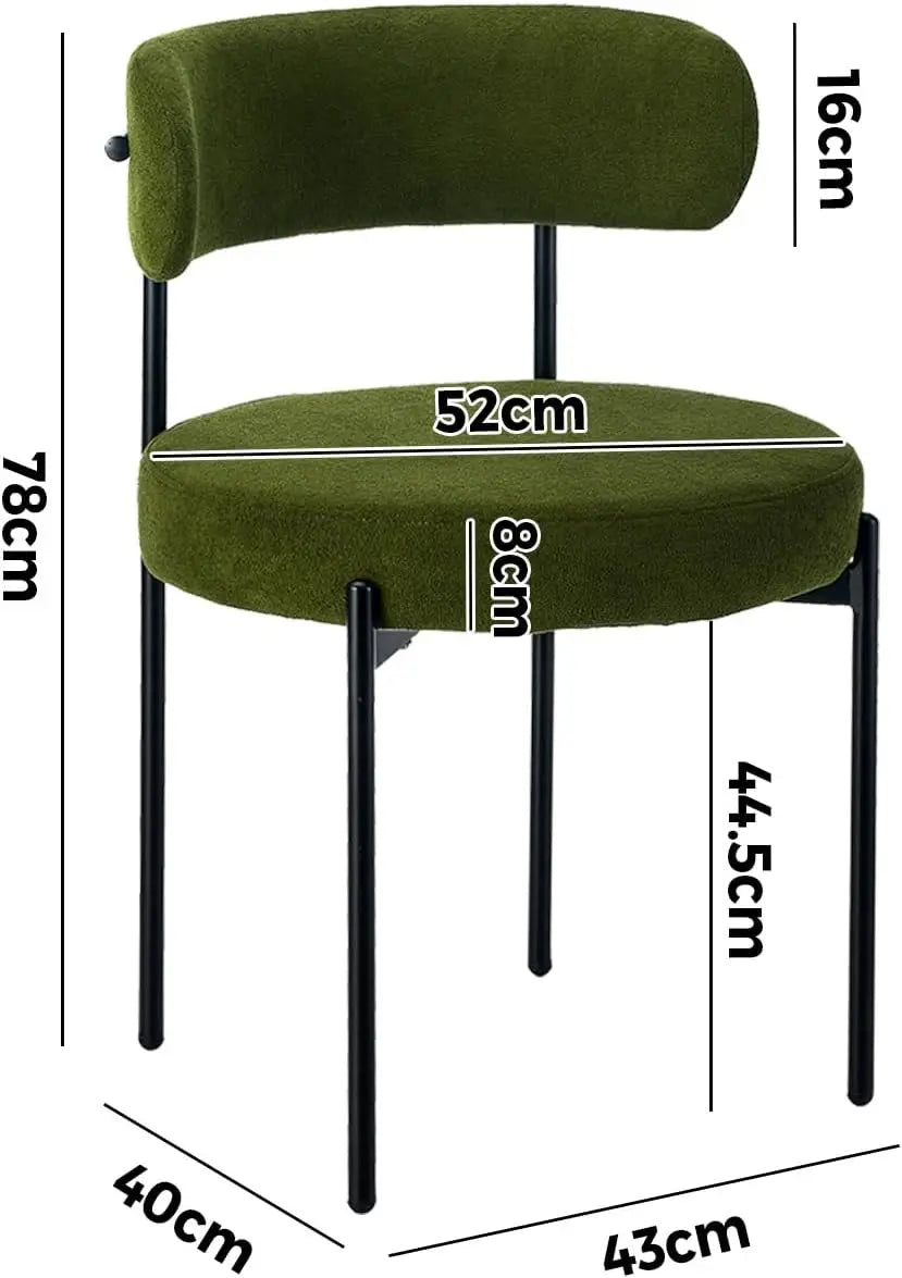 2-Piece Boucle Dining Chair Set with Padded Seat & Curved Backrest – Green