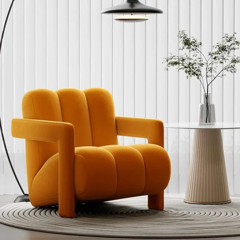 Modern Velvet Leisure Chair Comfortable Single Sofa for Living Room or Balcony