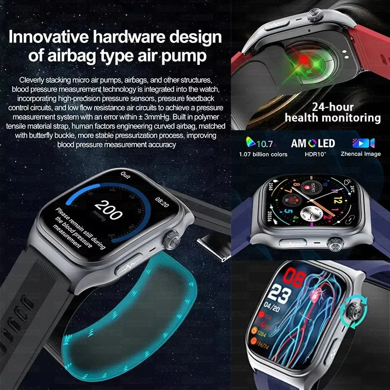 2.06" AMOLED Smartwatch with ECG, Heart Rate & BP Monitor
