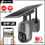 4G LTE Outdoor Solar Security Camera 5MP HD PTZ Wireless with 360° View & Night Vision