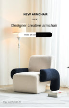 Modern Red Corduroy Lazy Accent Chair Cozy Single Sofa for Living Room, Bedroom, Balcony