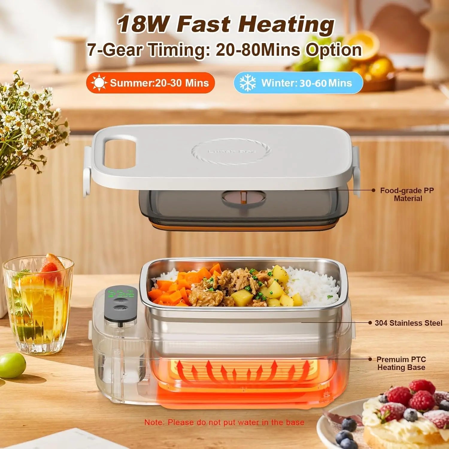 Rechargeable Heated Lunch Box 1L , 14000mAh Portable Food Warmer for Car, Picnic & Outdoor Use