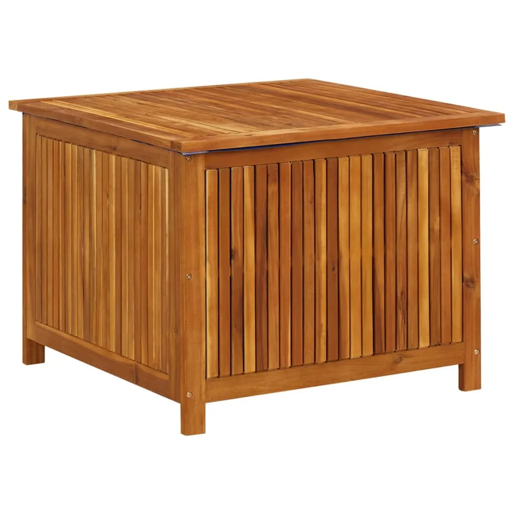 Outdoor Wooden Storage Box 75x75x58cm with Water-Resistant Liner – Solid Acacia