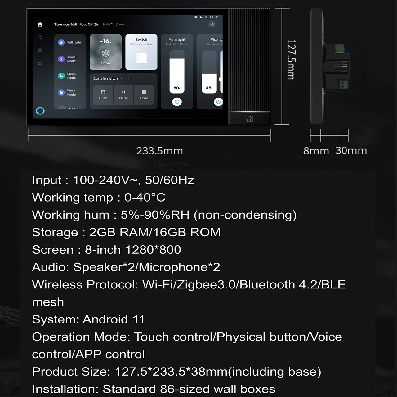Android 11 Smart Home Hub with Music and Voice Control