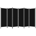 6-Panel Foldable Room Divider Privacy Screen – 300x180cm Fabric & Iron Frame, Black