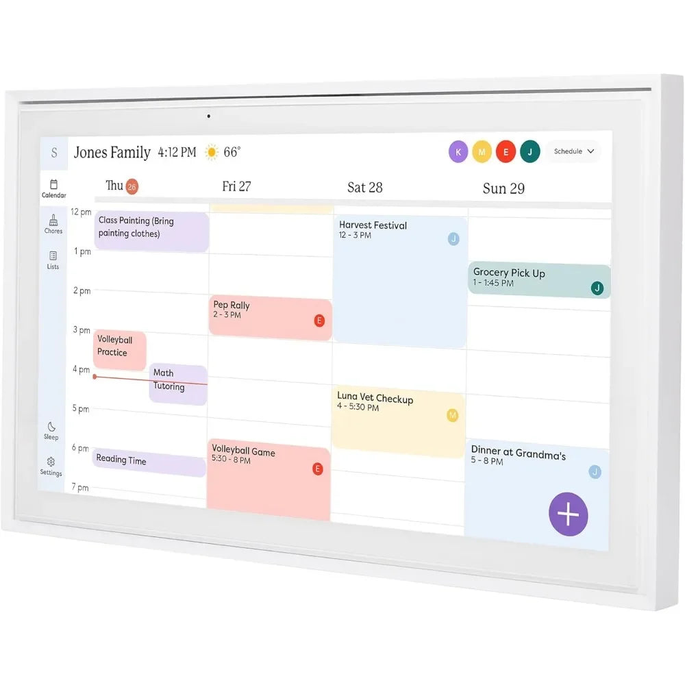 10" Smart Digital Family Calendar & Chore Chart with Touchscreen, Wi-Fi Sync, and Media Player