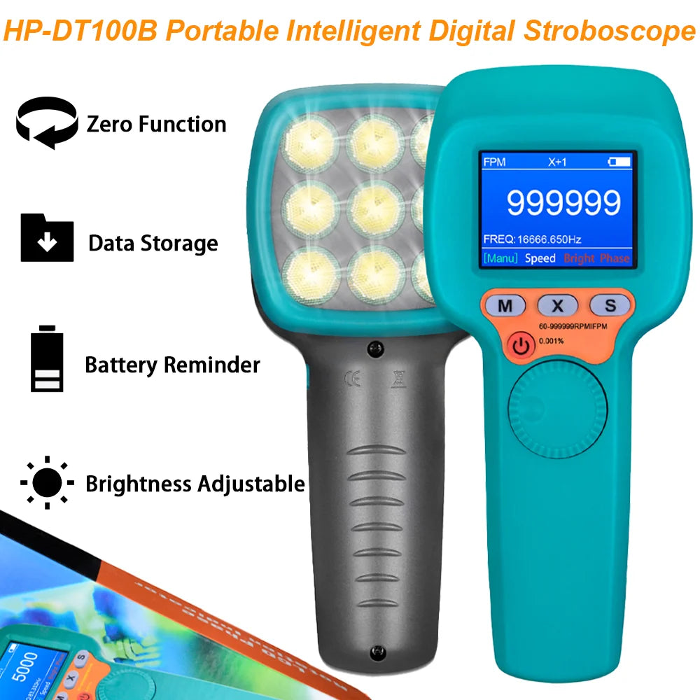 Rechargeable Stroboscope Tachometer with 8-Hour Battery Life