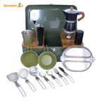 2-Person Camping Cookware Kit with Grinder, Fry Pan & Stove