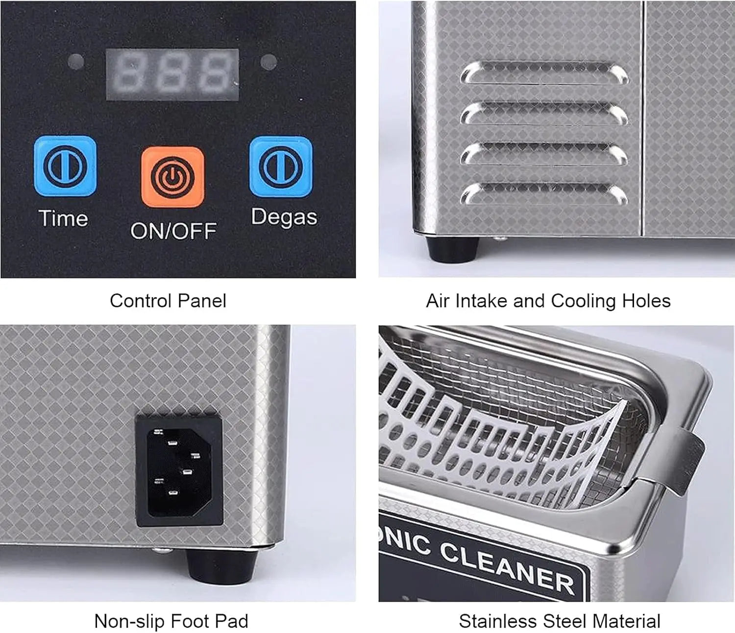 Portable Ultrasonic Cleaner 800ml 35W Stainless Steel Bath for Jewellery, Glasses & Watches