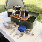 11-Piece Portable Camping Cookware Set with Tea Pot & Stove