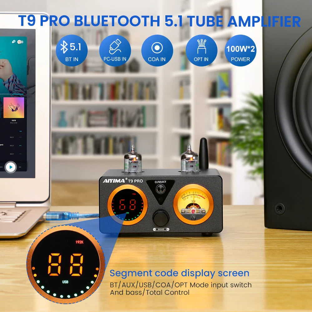 100W×2 Stereo Tube Amplifier with Bluetooth 5.0