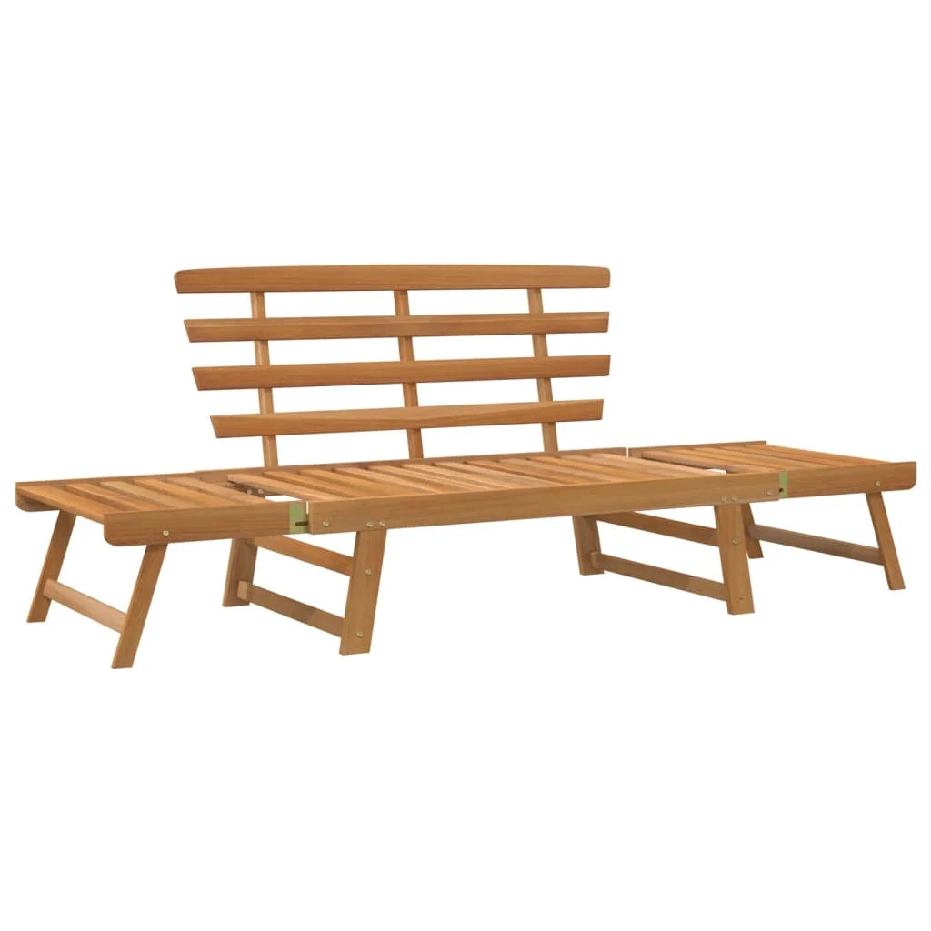 2-in-1 Outdoor Garden Bench & Day Bed – Solid Acacia Wood, Adjustable Sides, 190cm