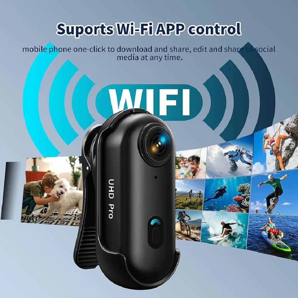 Mini 1080P Action Camera with Clip, WiFi & Wearable Accessories – FHD (Black)