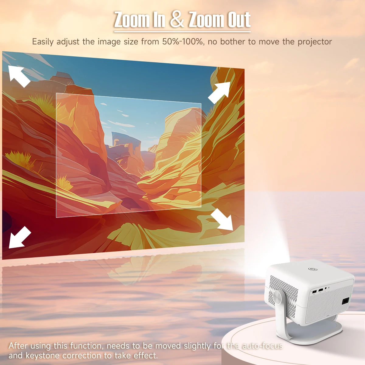 1080P Smart Projector with Auto Focus WiFi Bluetooth