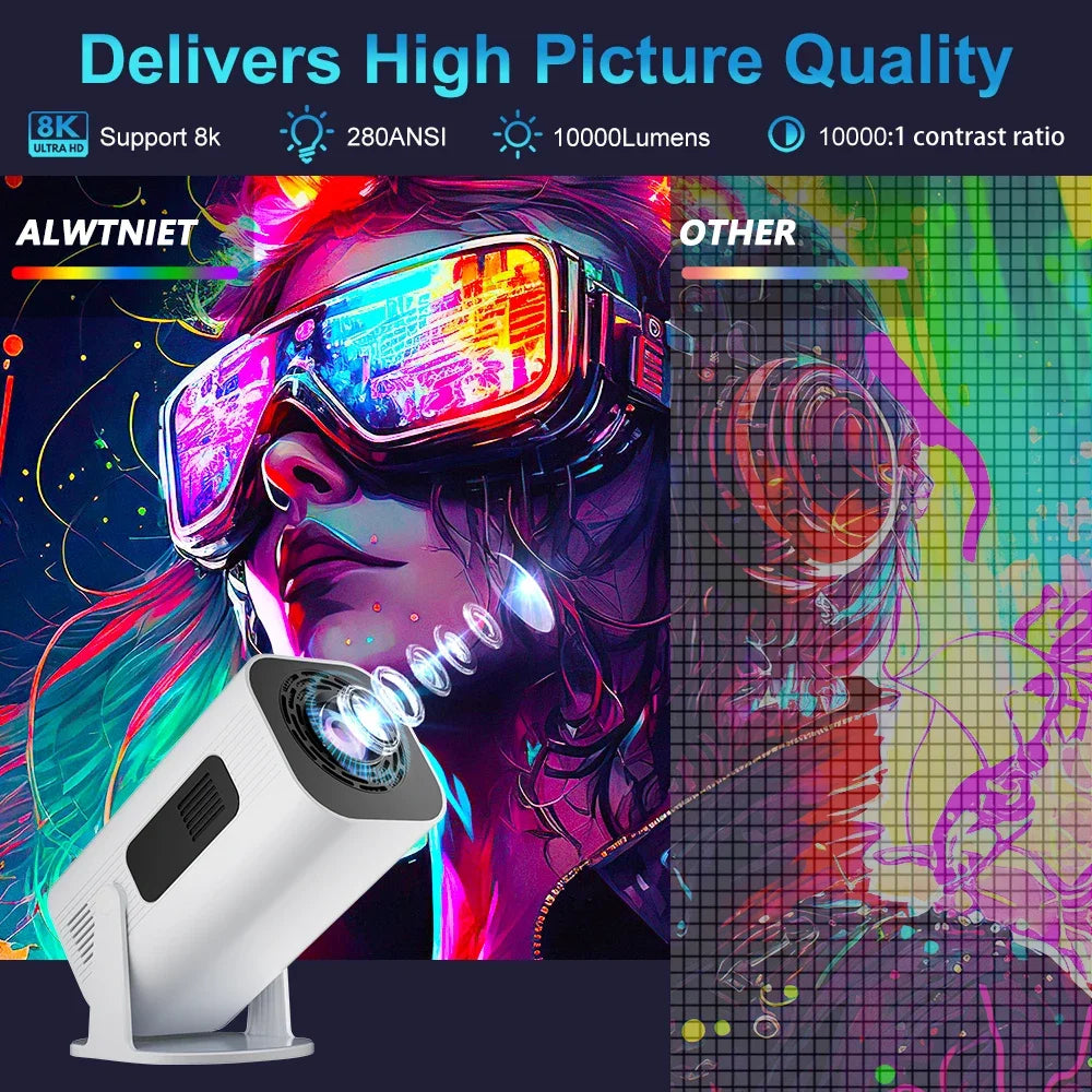 Mini Home Projector P330 Android 1080P, WiFi6, 4K Compatible