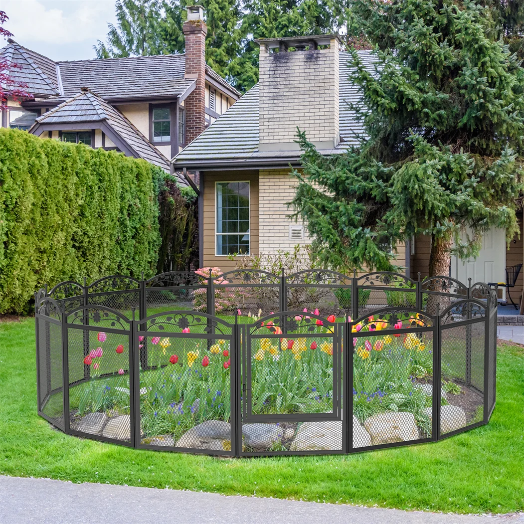 Portable 8-Panel Dog Playpen with Lockable Gate for Indoor and Outdoor Spaces Black