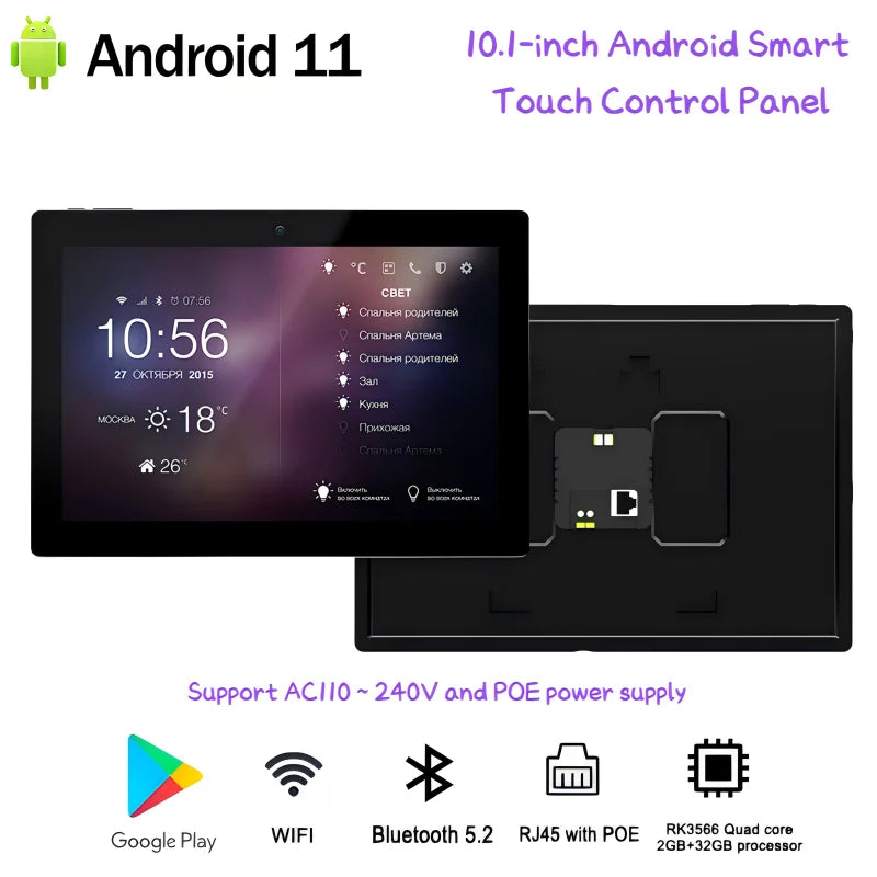 Touchscreen Smart Home Panel with POE and RS485