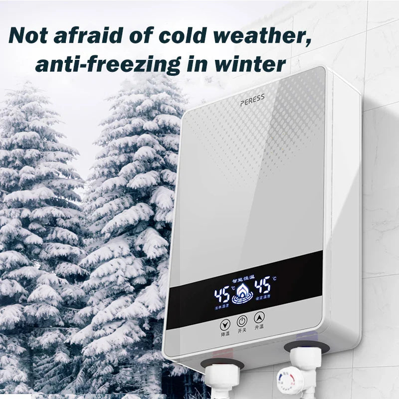 7000W Instant Electric Water Heater for Bathroom Shower Black