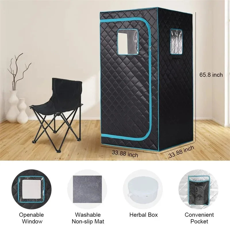 Home Spa Steam Sauna Kit with Dual Accessories Black