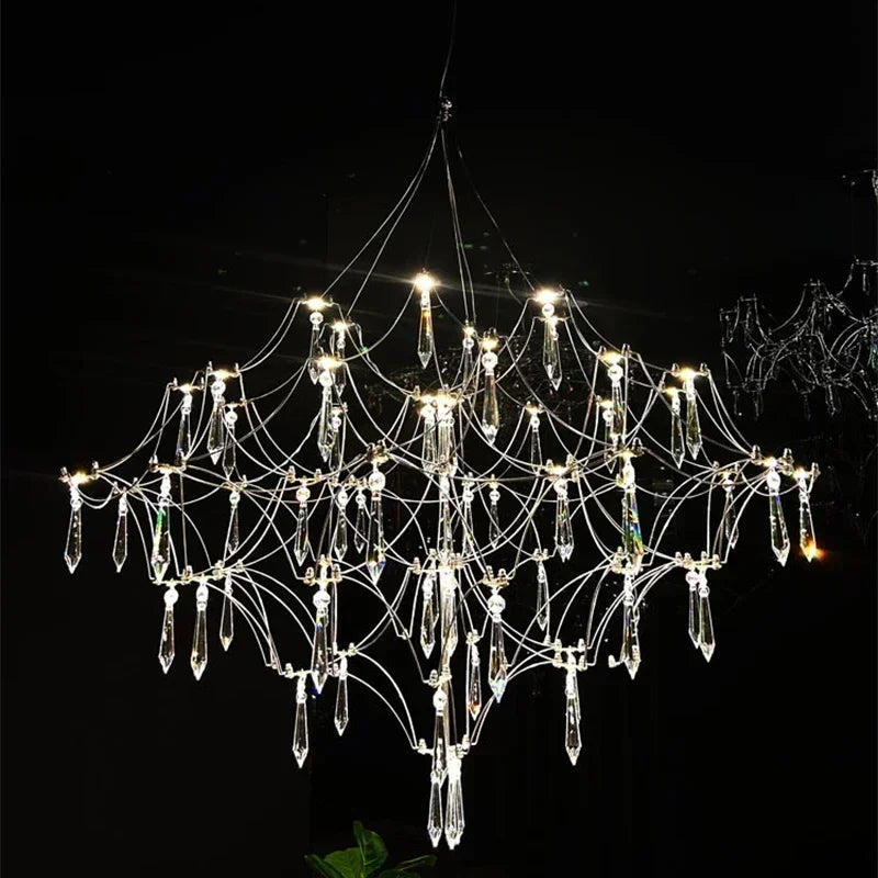 Chrome Hanging Crystal Lamp for Living & Dining Room