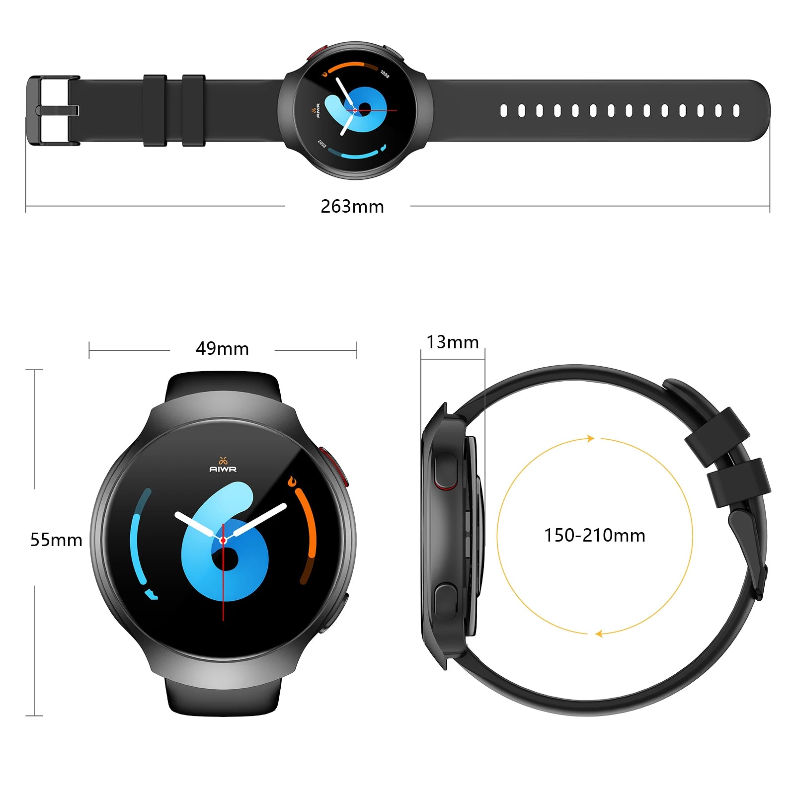1.43" AMOLED Waterproof Smartwatch with Music Control, Heart Rate & Sleep Tracking