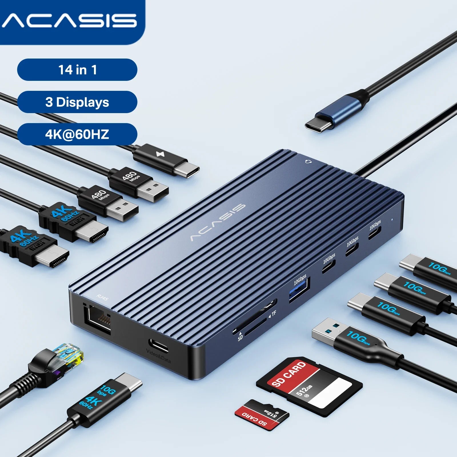 14-in-1 USB-C Docking Station with 4K HDMI, 100W Charging & Gigabit Ethernet EU Plug