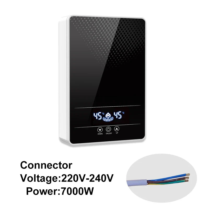 7000W Instant Electric Water Heater for Bathroom Shower Black