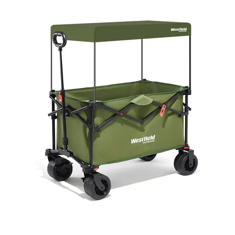 Heavy Duty Folding Outdoor Trolley for Camping & Picnic - Dark Green