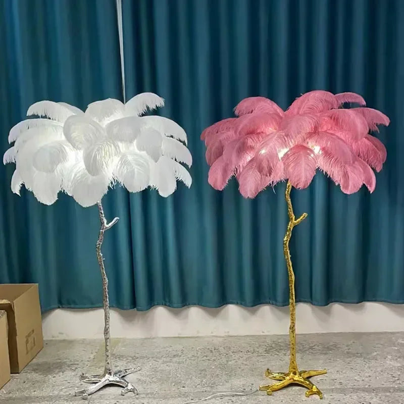 Modern Resin Feather Floor Lamp for Living Room