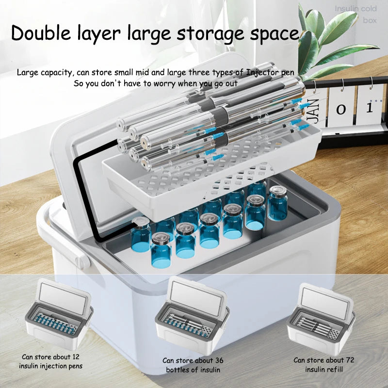 Portable Travel Insulin Cooler with 13600mAh Rechargeable Battery for Car and Outdoor Use