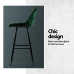 Set of 4 Modern Velvet Kitchen Counter Stools with Backrest & Footrest – Green