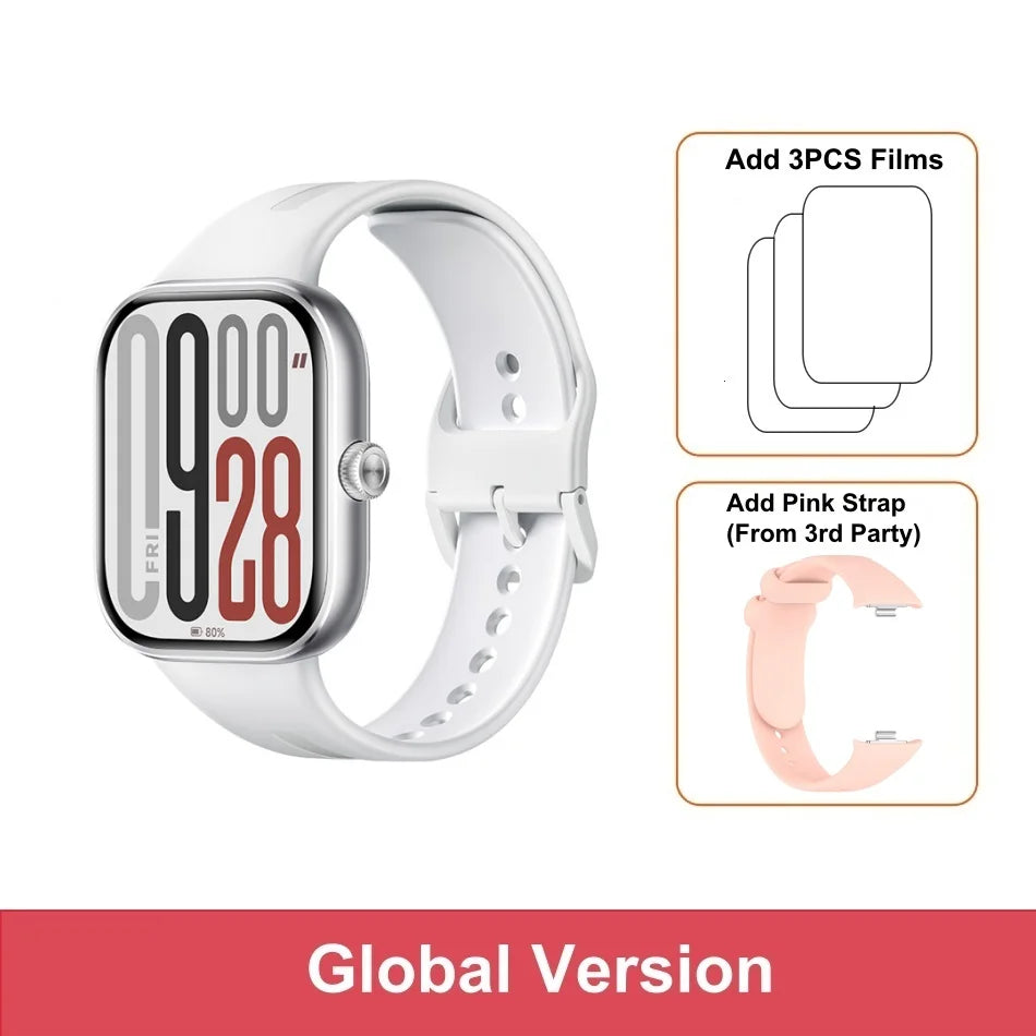 Bluetooth Smartwatch with 2.07" AMOLED Display & 24-Day Battery - Gray n Pink Strap