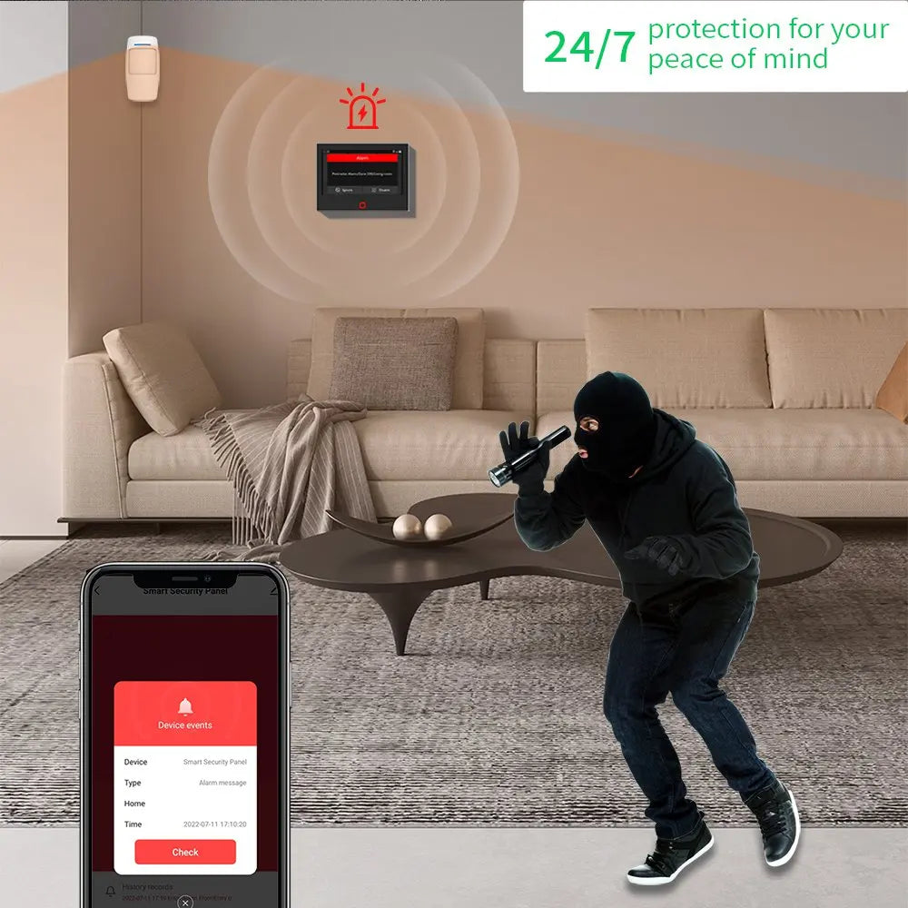 7" Touchscreen Home Alarm System with 4G & WiFi Support