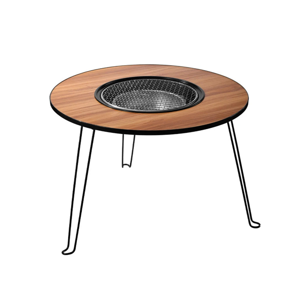 Black Foldable Fire Basin Table for Outdoor Use