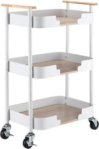 3-Tier Carbon Steel Movable Storage Trolley with Handle Heavy Duty Utility Cart for Home & Office