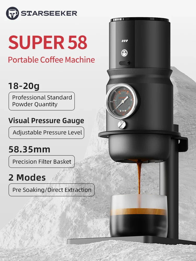 Portable Electric Espresso Maker with USB-C, Travel-Friendly black