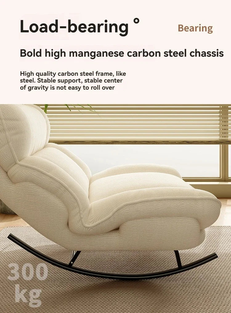 Modern Rocking Lounge Chair Portable Reclining Leisure Seat for Living Room & Balcony (Caramel)