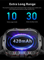 Rugged Outdoor Smartwatch with 1.96" AMOLED Screen, 5ATM Waterproof, Bluetooth Calling & Fitness Tracker