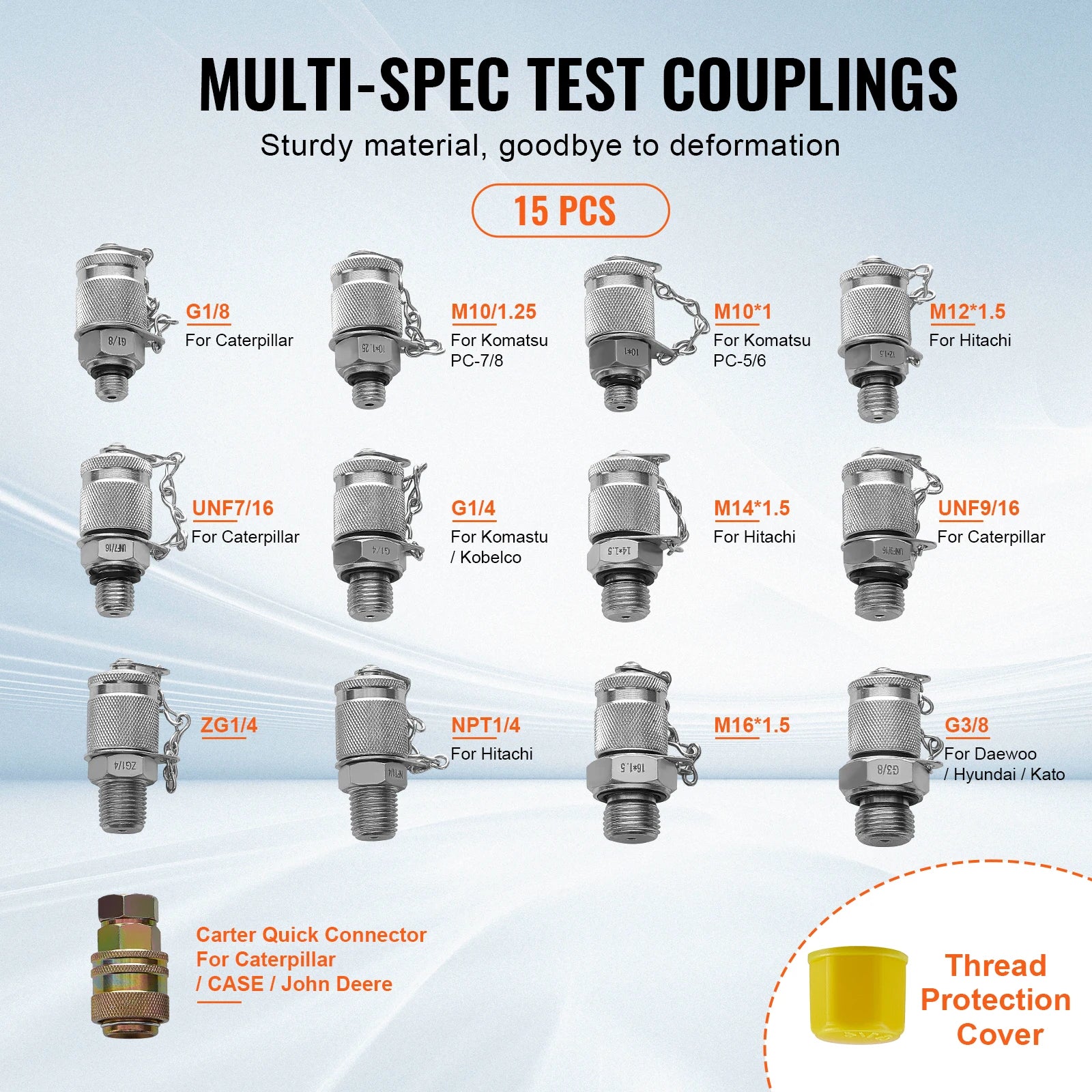13-Piece Hydraulic Test Gauge Set for Heavy Machinery