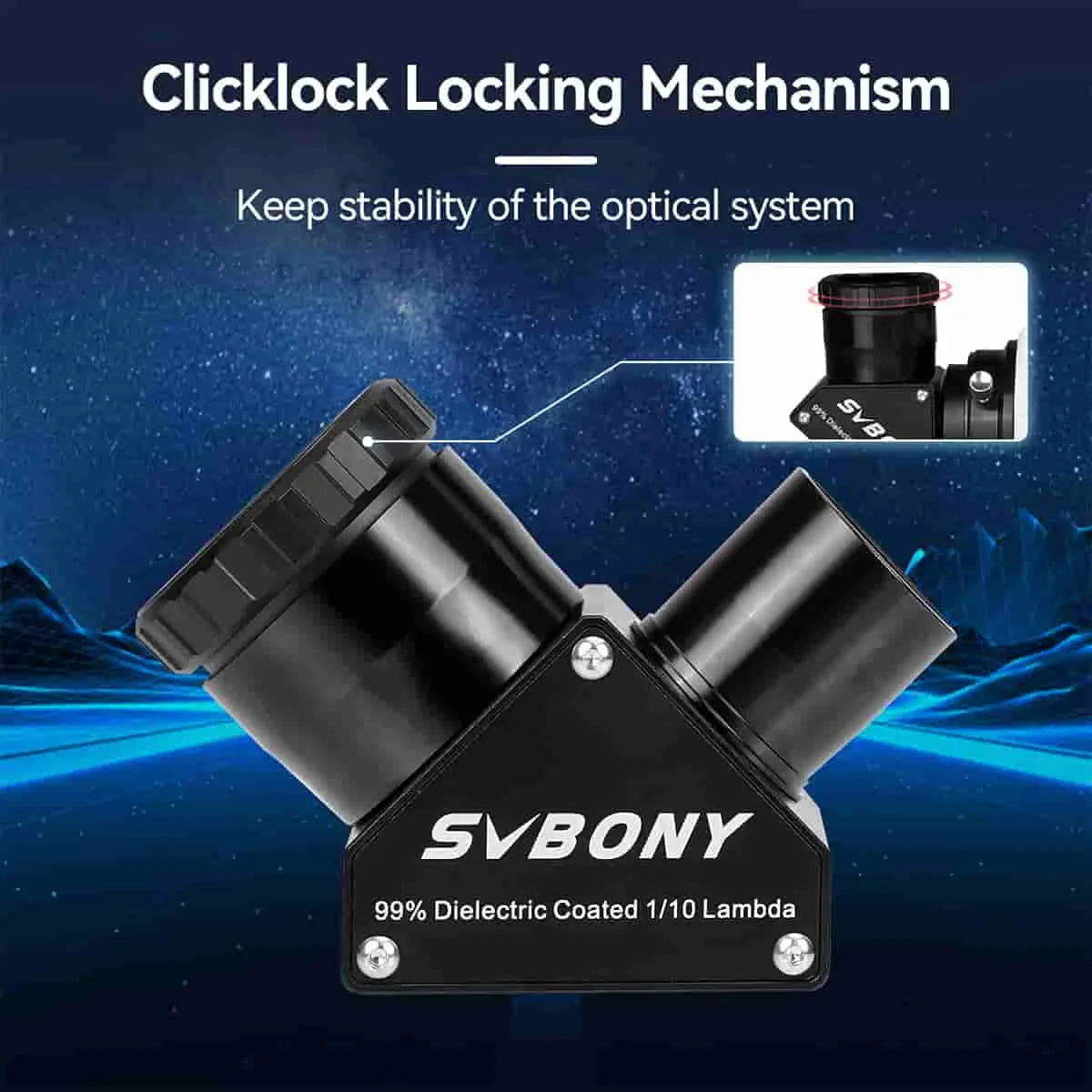 1.25-inch Telescope Diagonal Mirror with Fast Clicklock Clamp