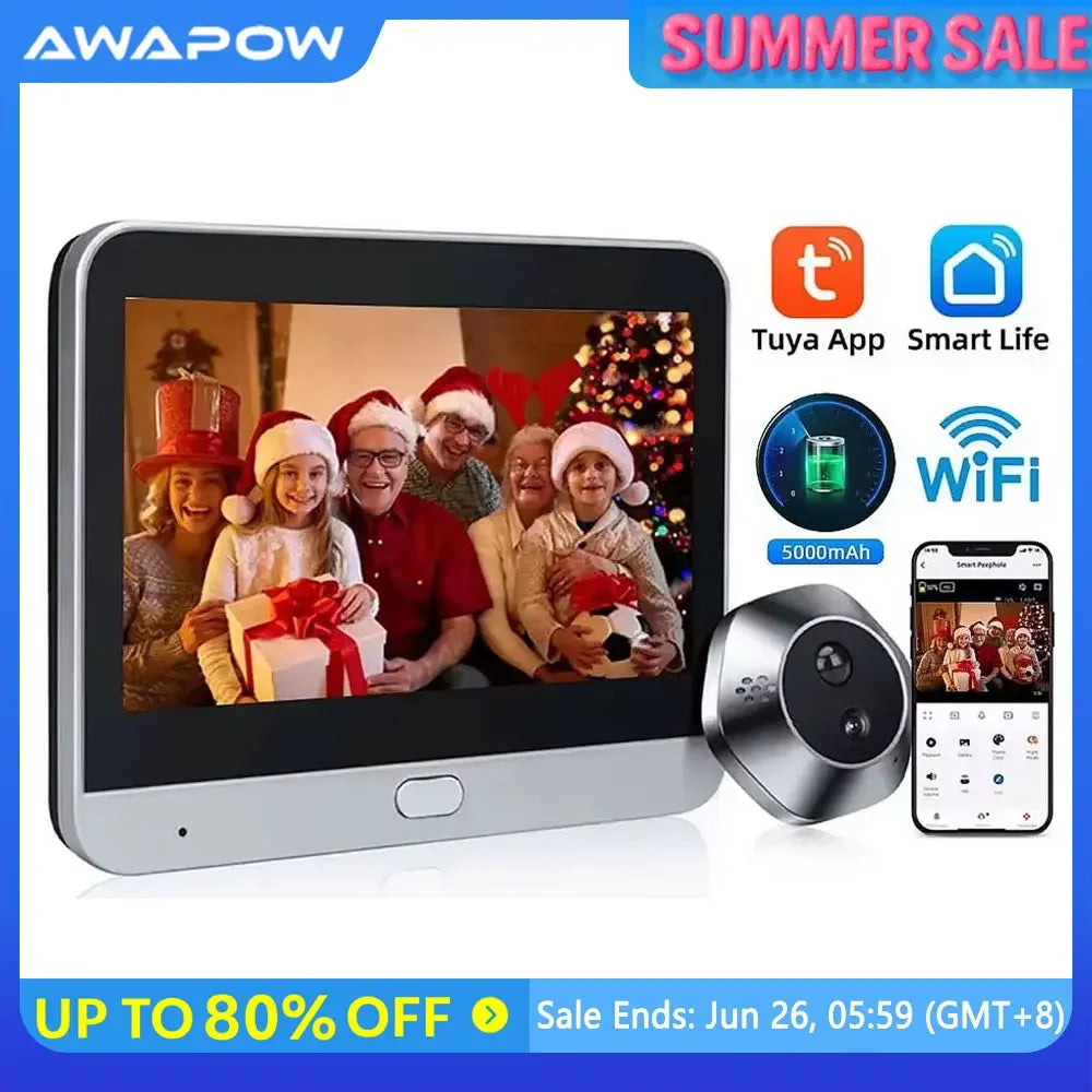 1080p Wireless Peephole Door Viewer with 64GB TF Card