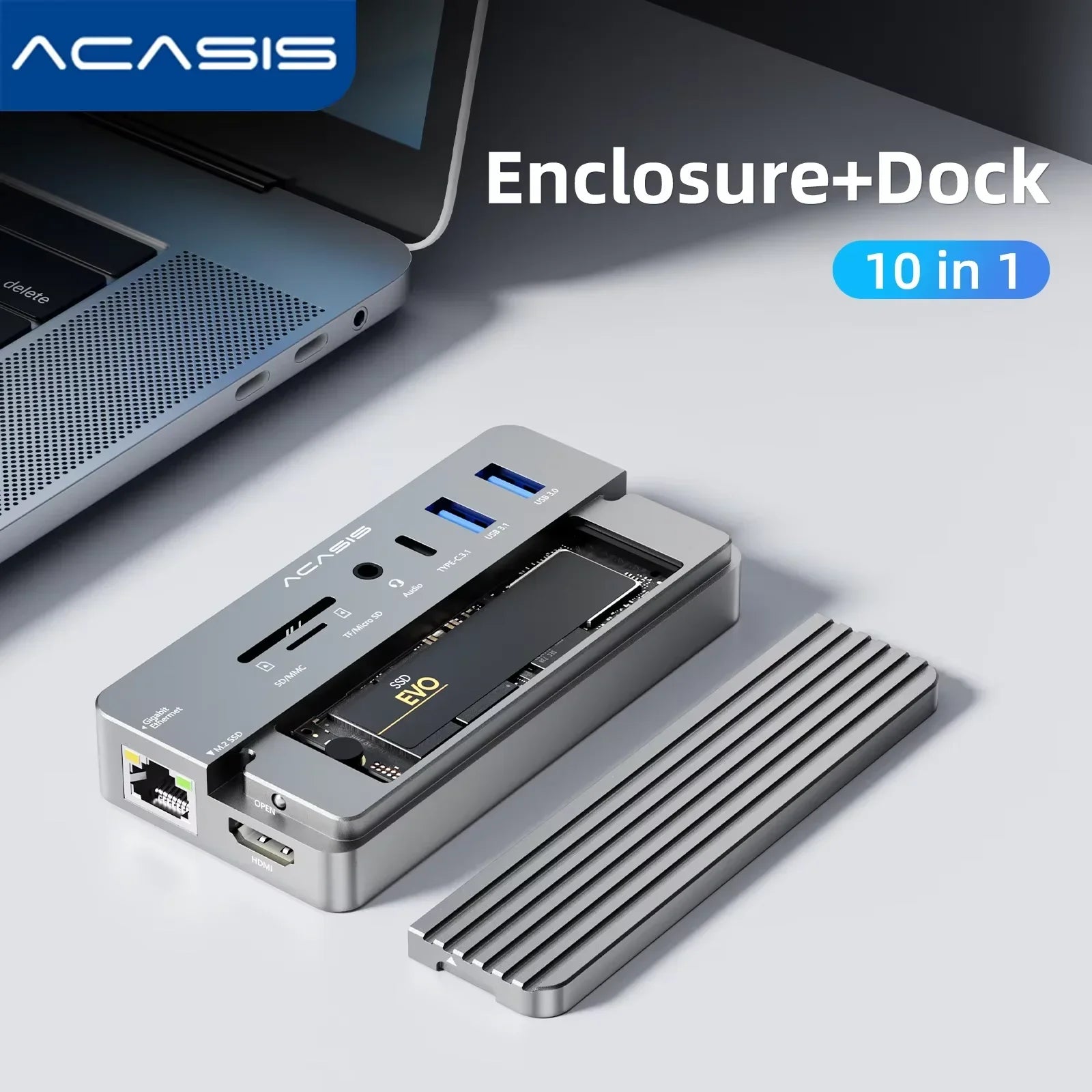 10-in-1 USB C Docking Station with SSD Enclosure