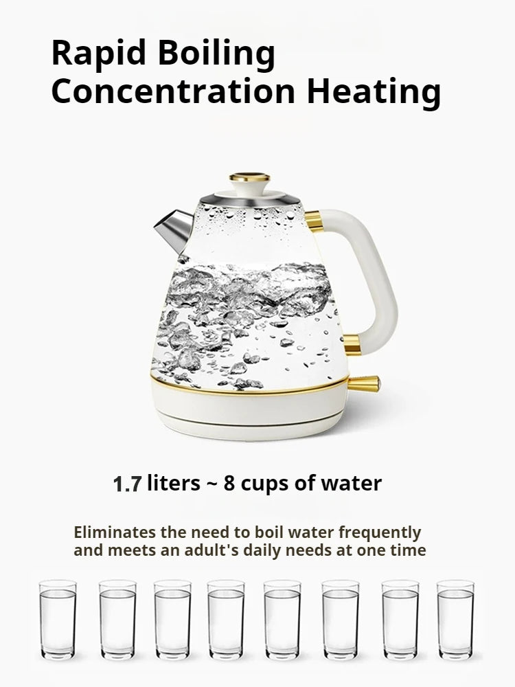 1.7L Stainless Steel Electric Kettle with LED Light & Auto Shut-Off
