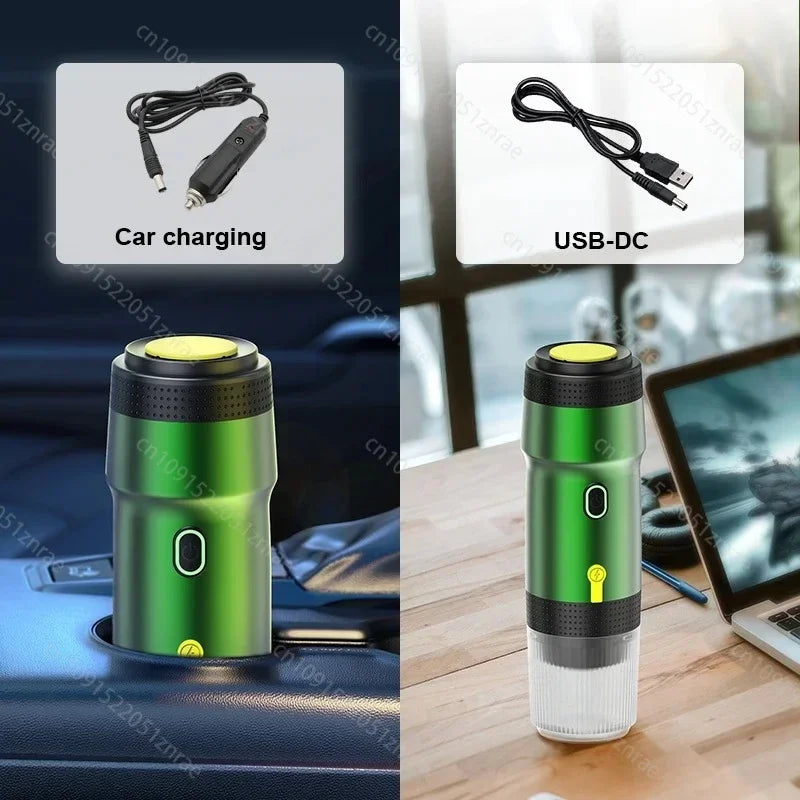 Portable Rechargeable Coffee Machine, 3-in-1 Capsule & Ground Coffee, USB Black
