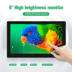Portable 8" IPS HDMI Monitor with Touchscreen & Dual Speakers – 1280x800